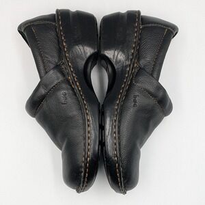 b.o.c. Born Concept Black Leather Clogs Mules Slip On Shoes BC3632 Womens 8M
